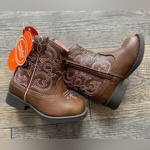 NWT Wonder Nation Toddler SZ 5 Western Cowgirl Cowboy Boots Pink Stitching Brown
